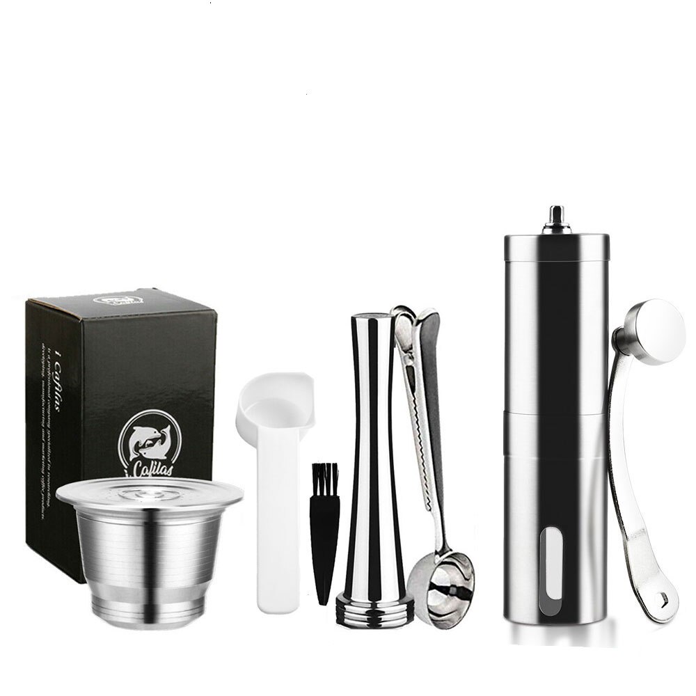 RECAFIMIL Reusable Coffee Capsule Stainless Steel Metal Refillable Coffee Pods for Nespresso Coffee Machine With Spoon & Brush: plum