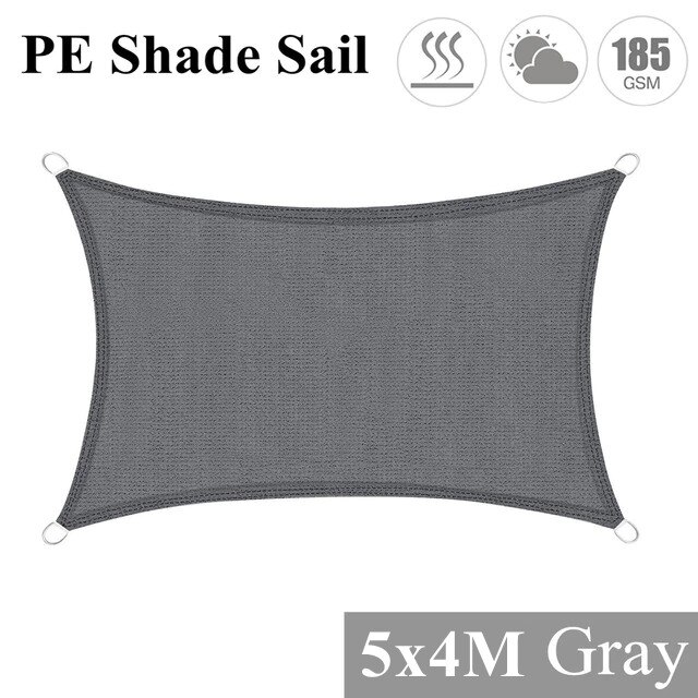 5x4M 3x2M Grau Rechteck HDPE Sonne Sonnensegel Baldachin UV Block Markise Für draussen terrasse Garten Hinterhof Gewächshaus Schatten Tuch