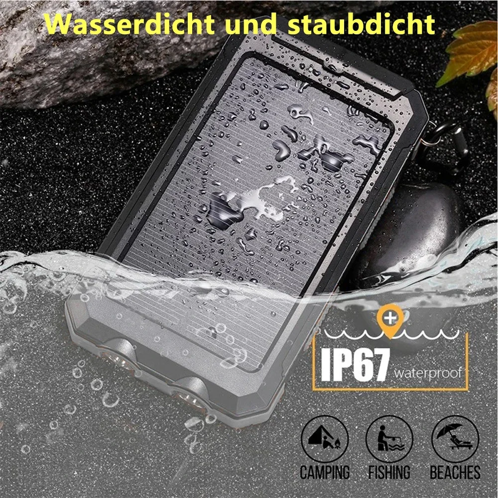20000mAh batterie solaire charge rapide chargeur Portable téléphone batterie externe 2-USB avec lampe de poche SOS Powerbank extérieur