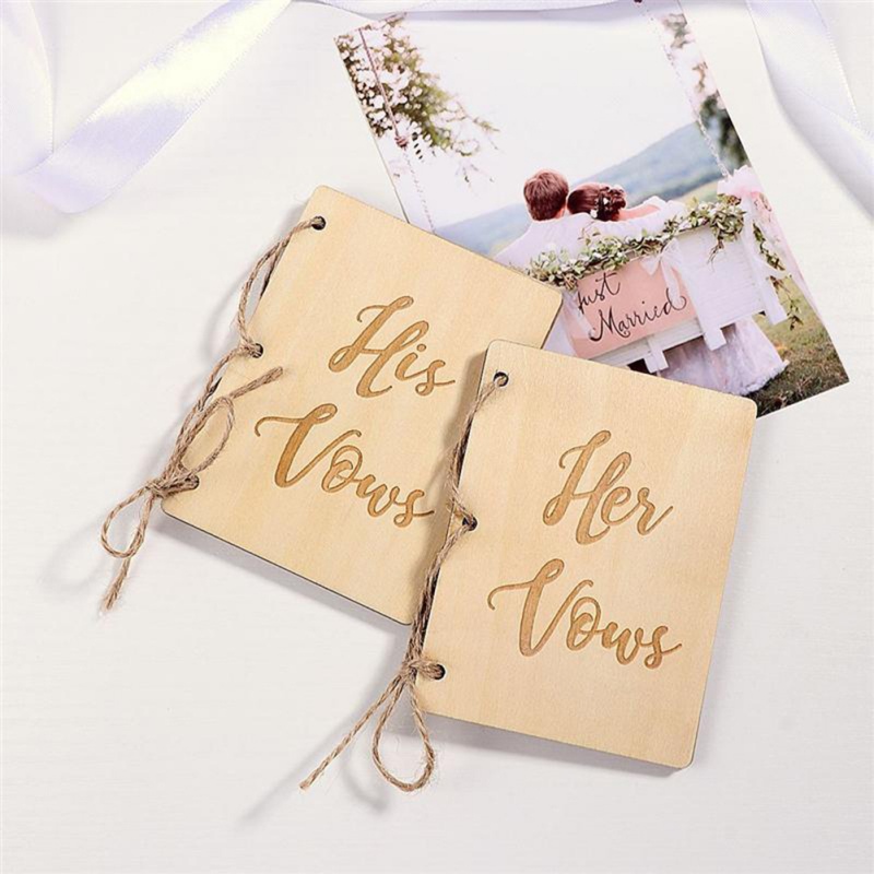 Wedding Card Kraft Paper Wooden Vow Books His Her Vow BooksBooklet Vow Notebook Props Wedding