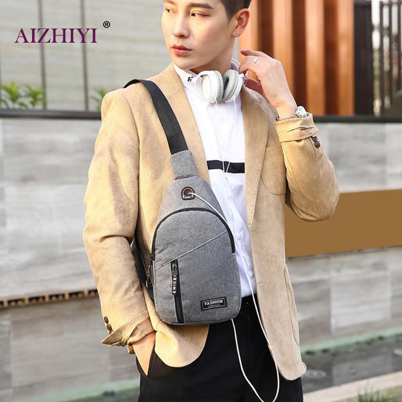 Männlichen Einfarbig lässig Crossbody Brust Taschen Oxford Männer Freizeit Reißverschluss Schulter Bote Sport Taschen