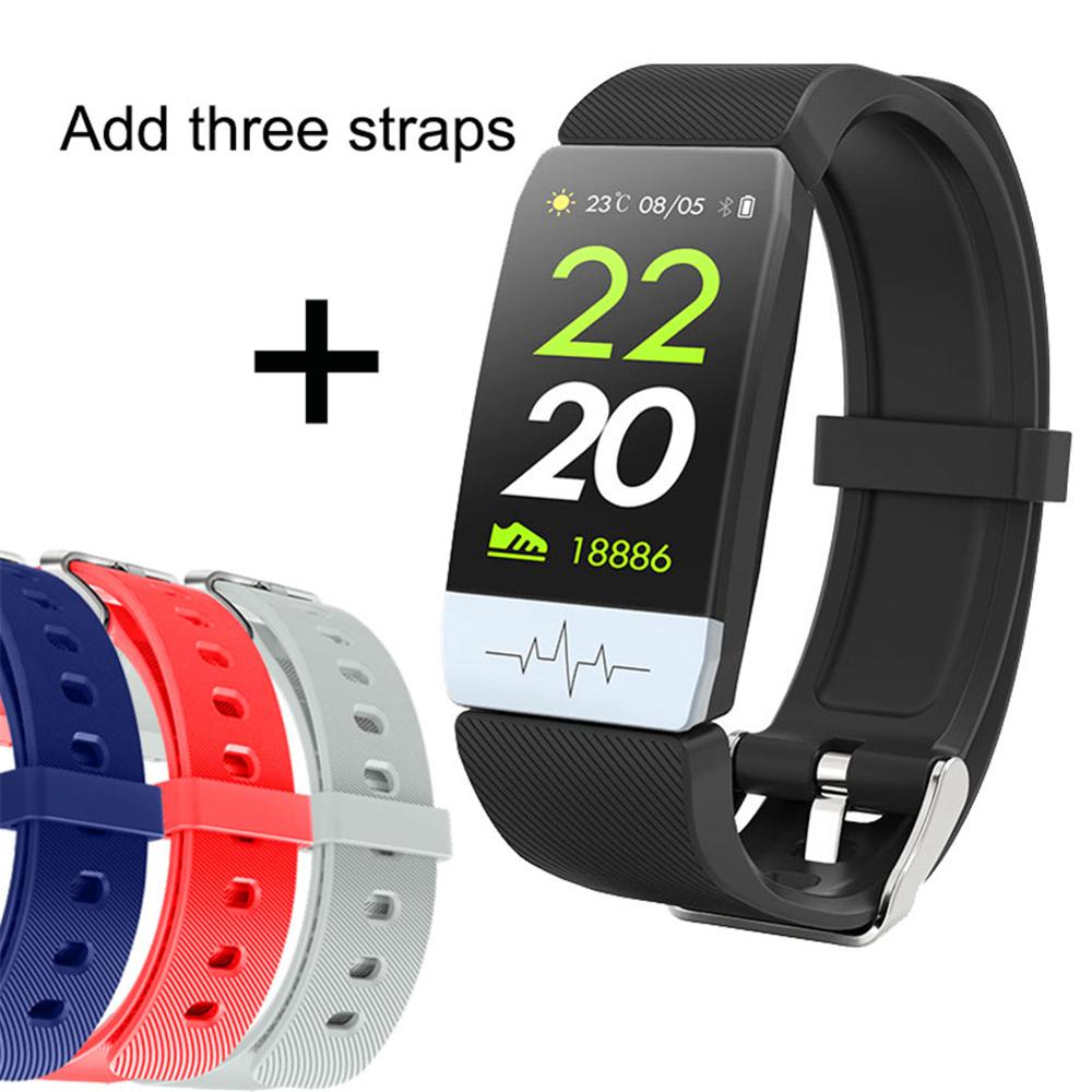 Fitness Tracker Smart Watch ECG PPG Smart Band Blood Pressure Waterproof Heart Rate Monitor Smart Bracelet Men Women Pedometer: Q1S add 3 straps