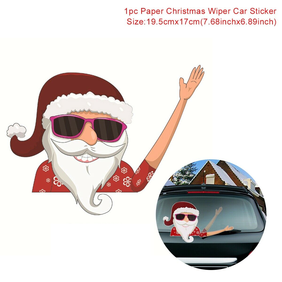 Christmas Decoration Santa Claus 3D PVC Waving Car Stickers Styling Window Wiper Decals Rear Windshield Decor: Styling E