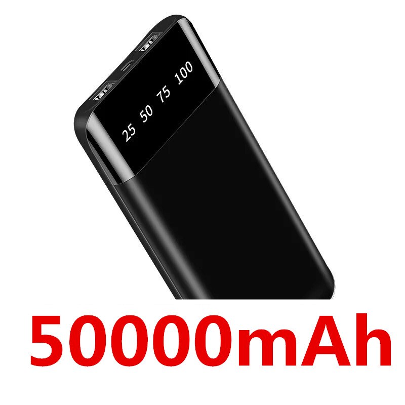 Energie Bank Tragbare Ladegerät Für iPhone Xiaomi mi Handy, Mobiltelefon Energie 90000 mAh Poverbank LED Externe Batterie Telefon: Schwarz-50000mAh