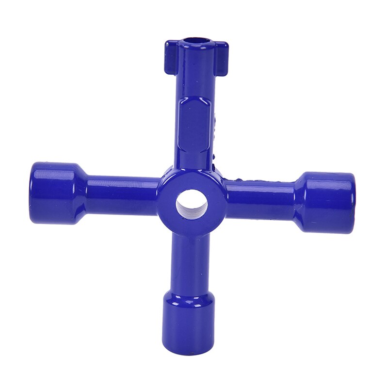 1Pcs 4 Way Utility Service Metal Key For Gas/Electric/Control Board/Panel Black Blue