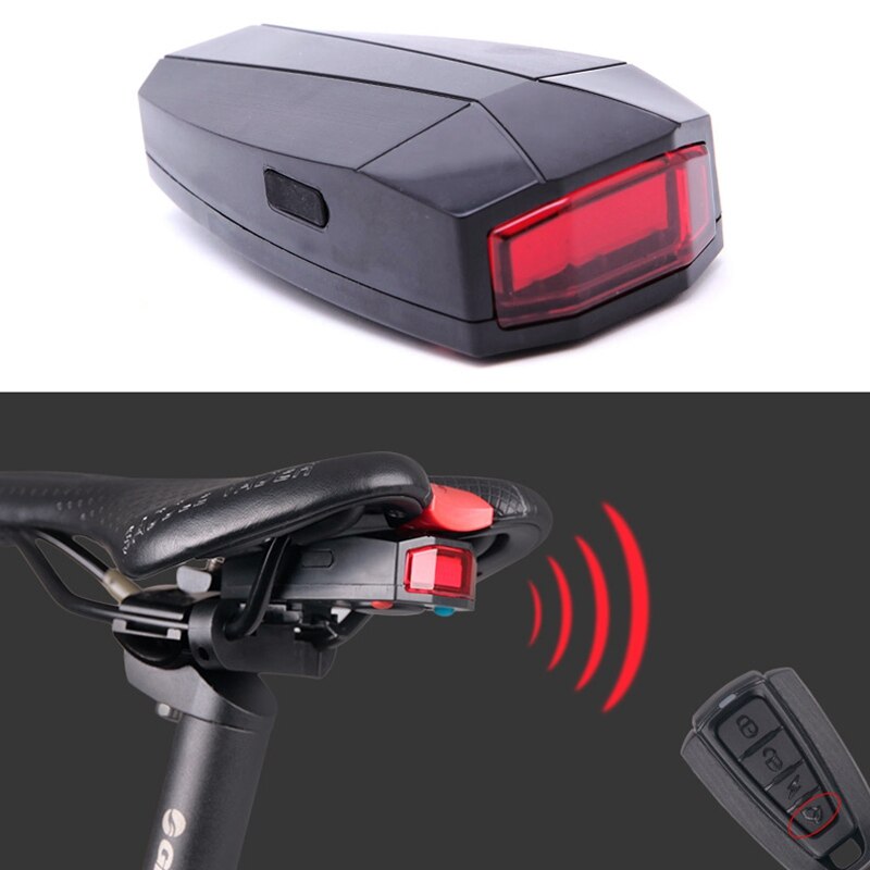 4 In 1 Anti-theft Bike Security Alarm Wireless Remote Control Alerter Taillights Lock Warner Waterproof Bicycle Lamp