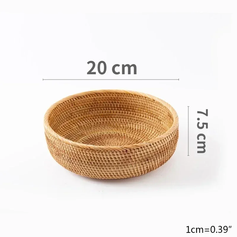 handgeweven opbergmand Rotan opbergvak Rieten mandBread Fruit Ontbijt Thee Picknickmand Keuken Opbergmand: WHITE