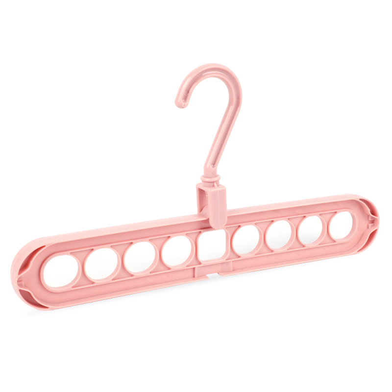 Porte-vêtements multifonction porte-vêtements en plastique rotatif 9 trous porte-manteaux crochet garde-robe Rack de stockage pour manteau: pink