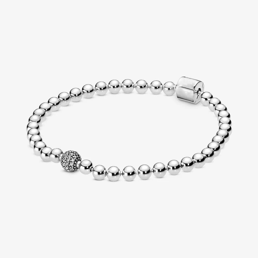 Klassieke Serie 100% 925 Sterling Zilveren Ronde Kralen Armband Fit Originele Bedels Diy Sieraden Cadeau Voor Vrouwen: 21cm