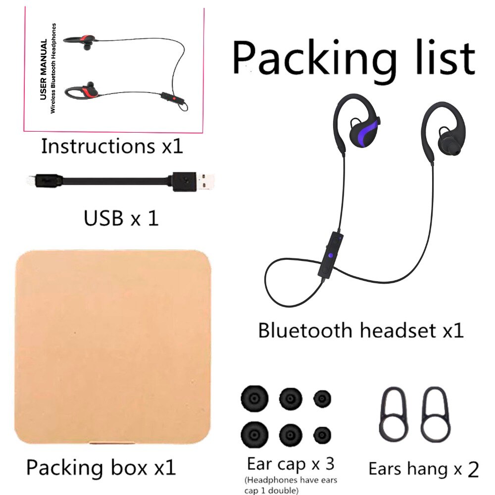 Sport Bluetooth Headsets Wireless with Microphone Comfortable Headphones portable Earphone for Mobile Phone Hi Fi Headphones