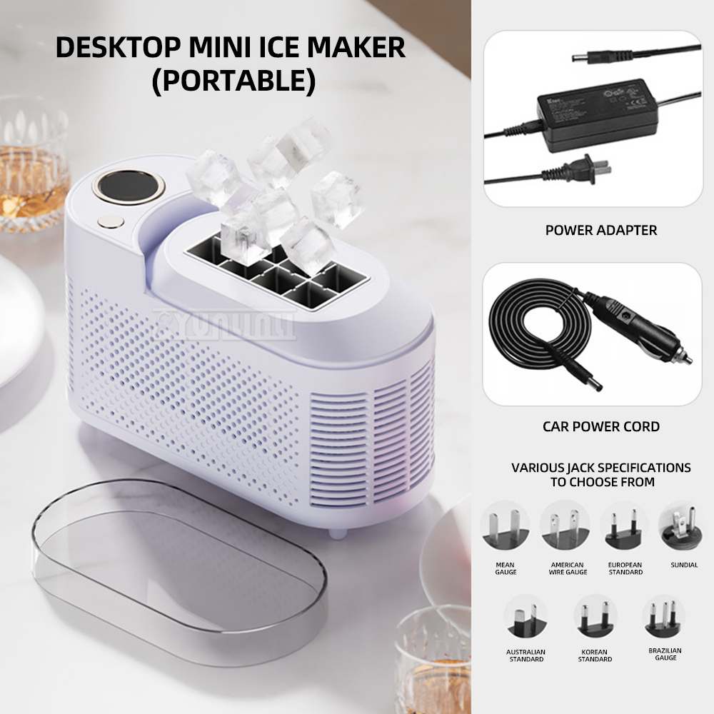 Automatyczna mini kostkarka robić lodu Przenośna kostkarka robić lodu montowana w samochodzie Maquina De Hielo Portatil: BŁĘKITNA