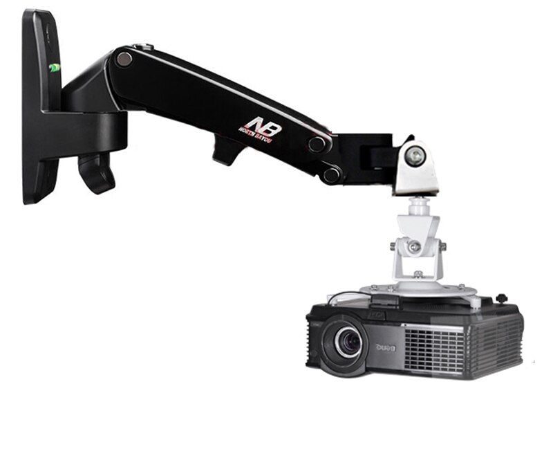 DL-F120PR3 universal projector wall mount stand gas spring 1-6kg with projector hook tray 3 holes 4 holes: Black