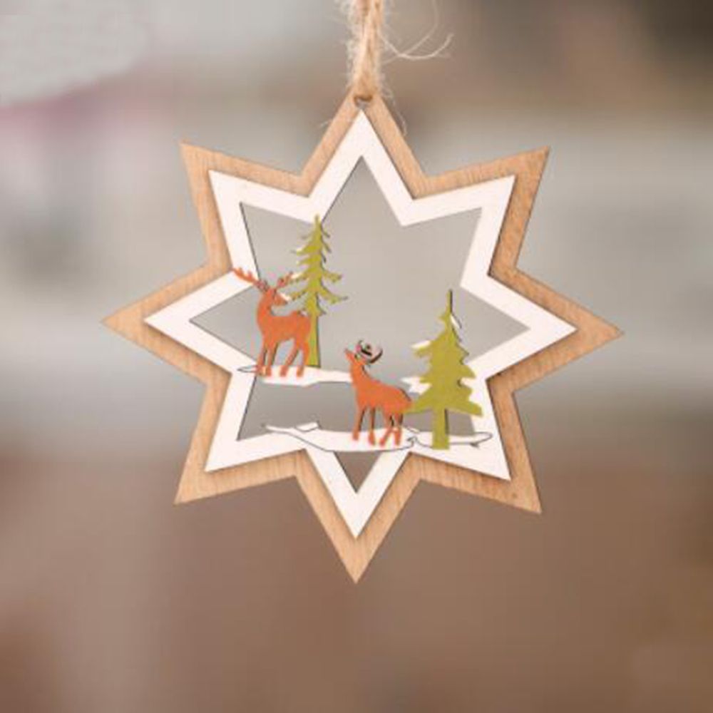 Diy røde jule snefnug & stjerne & træ træ vedhæng ornamenter hjem jul fest juletræ børn dekorationer: D