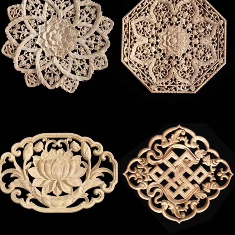 Décoration Tibétaine en Bois Massif Creux Carimplanté, Accessoire de Maison