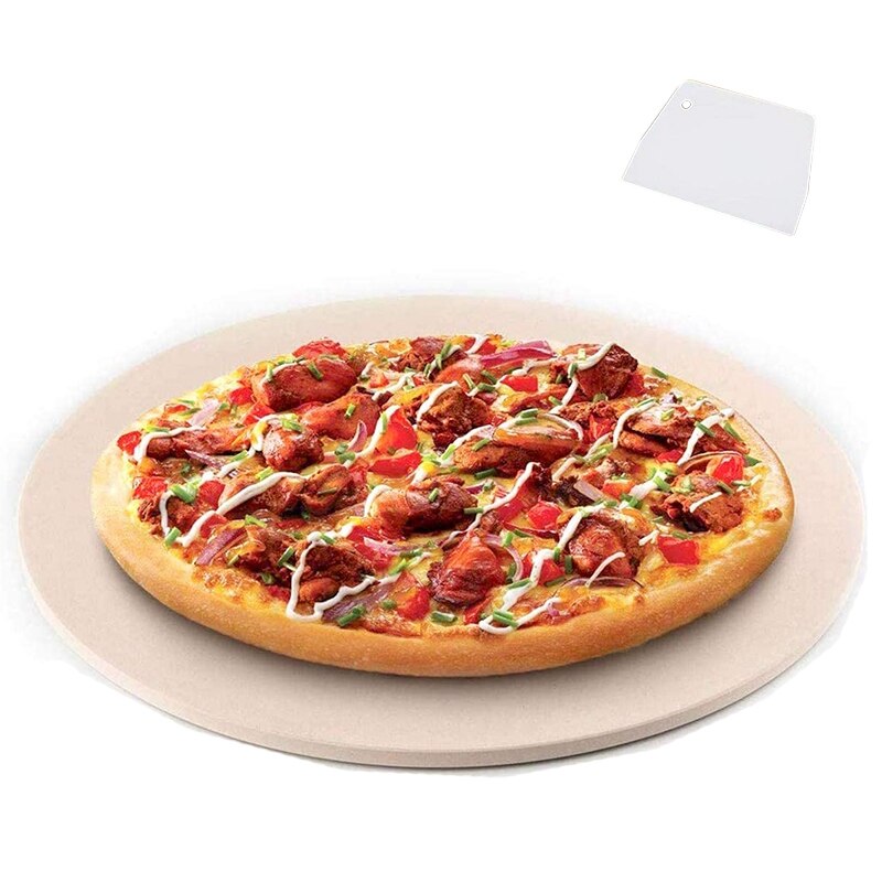 Pizza stein, rund pizza stein for grill og ovn, lage pizza, biff, tykk tomme cordieritt pizza panne, matlaging og baking: Default Title