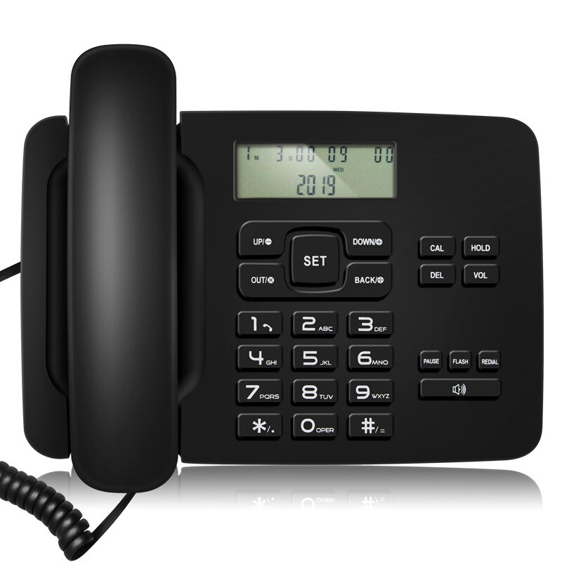 Vaste telefoon thuis, vaste telefoon, nummerherkenning/fsk/dtmf, dubbel systeem/kalender/lcd, fsk/dtmf, dubbel systeem, thuiskantoortelefoon: Zwart