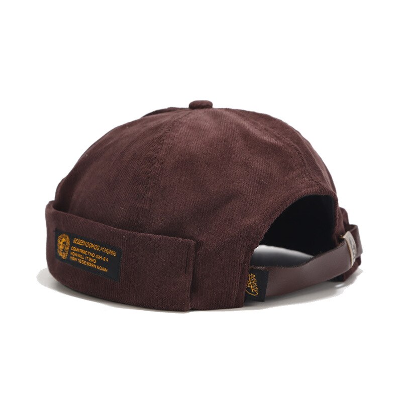 Bonnet rétro en velours côtelé pour hommes, casquette de motard Docker originale, sans bords, tendance Hip-hop, chapeau d'automne et garde au: Marron