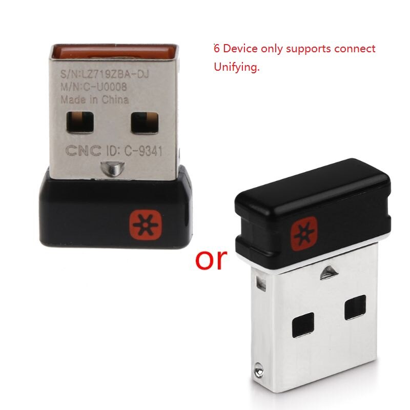 Wireless Dongle Receiver Unifying USB Adapter for Logitech Mouse Keyboard Connect 6 Device for MX M905 M950 M505 M510 M525 Etc: B