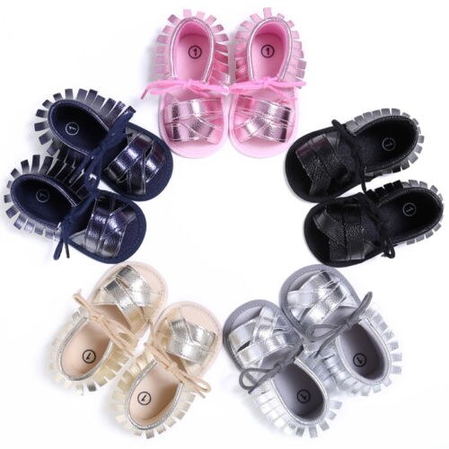 Merk zomer baby kwastjes sandalen zachte zool leren schoenen baby jongen meisje peuter effen kleur sandalen 0-18m