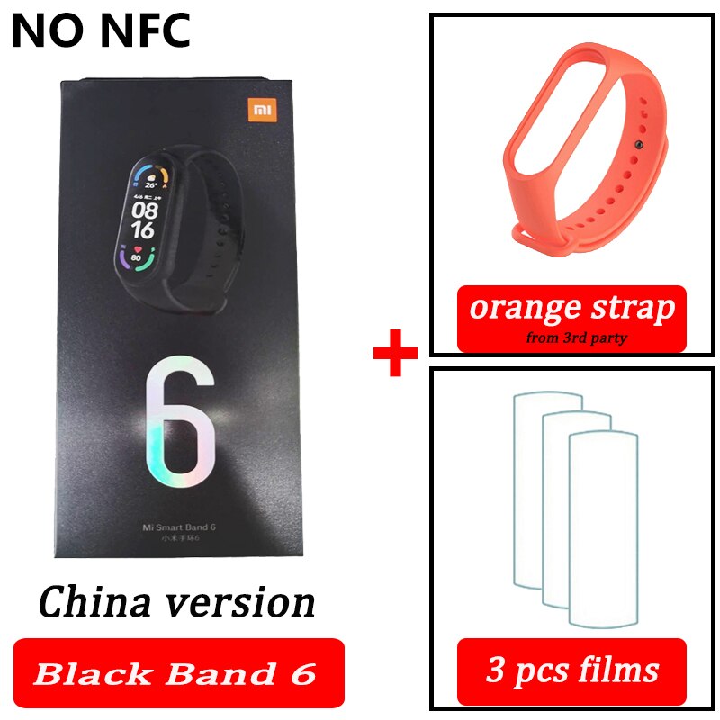 Xiaomi Mi Band 6 wersja globalna kolor AMOLED tlen krwi inteligentny zespół Fitness Traker tętno Bluetooth: black China orange