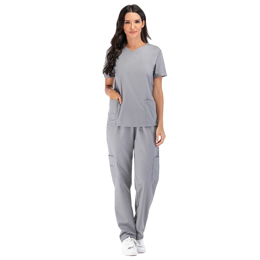 neue heiße Männer & Frauen krankenschwester uniform Kurzarm V-ausschnitt Tops + Hosen Pflege Arbeits Uniform Set Anzug krankenschwester zubehör