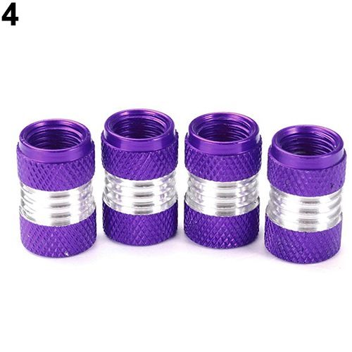 6 Kleur 4 Stuks Aluminium Auto Truck Ronde Wiel Tire Kraandopverbindingen Dust Cover Zwart/Rood/geel/Groen/Blauw/Paars: Paars