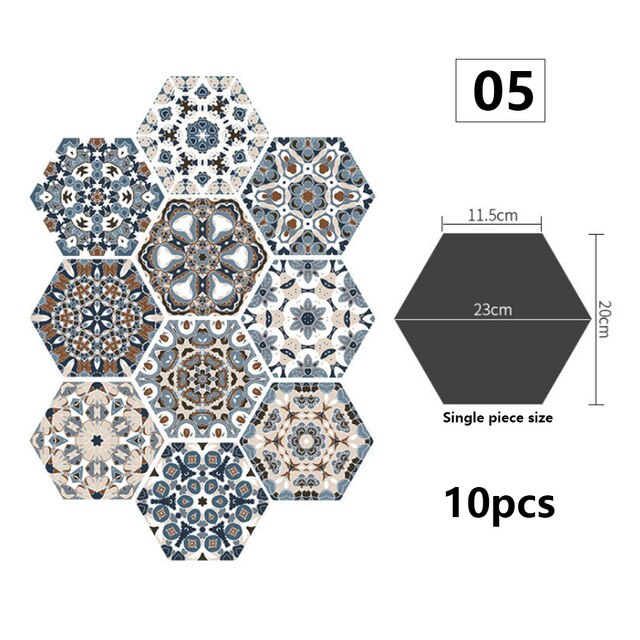 10 uds, calcomanía Hexagonal antideslizante para suelo, pegatinas impermeables para suelo de baño, azulejos autoadhesivos, decoración para sala de estar, papel tapiz: Gris