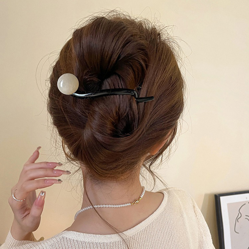 Pinzas para el cabello con forma de cola de caballo Retro para mujer, horquillas con Clip de tiburón y perlas a la , pasadores, accesorios para el cabello