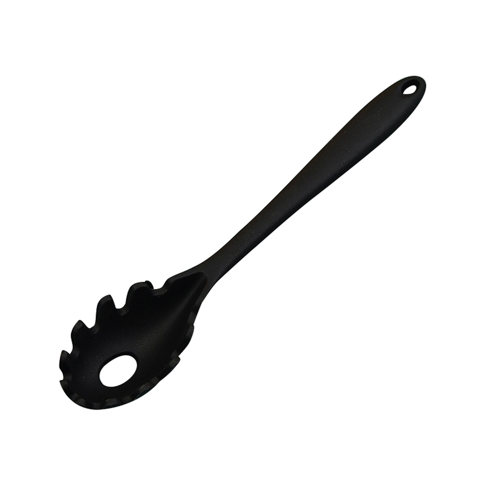 Spoon Heat Resistant Noodle Pasta Fork Home Kitchen Cooking Tool Soft Silicone Long Handle Practical Mini Portable Ergonomic: black