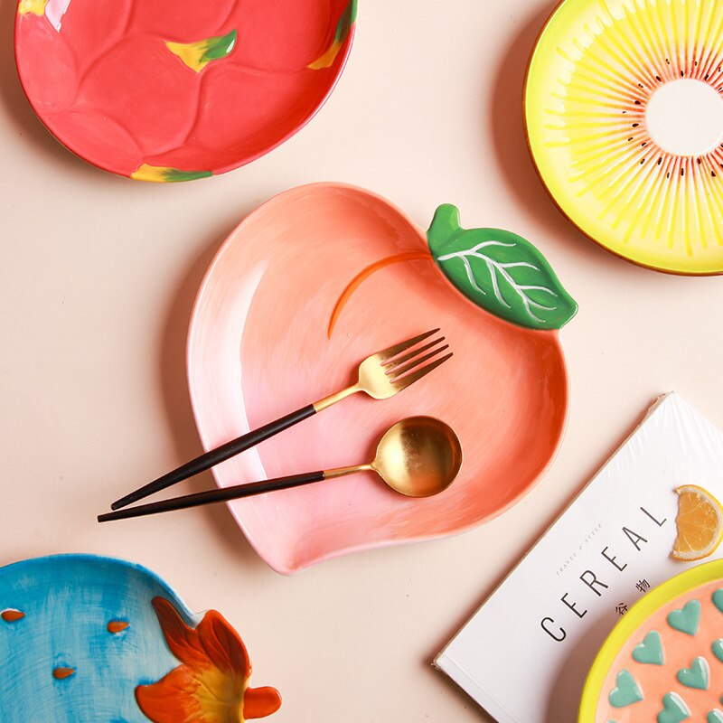 Fruit Shaped Ceramic Salad Plate Cute Household Dishes Snack Dishes Withunfathomable Face Value Cute To Explode Plate