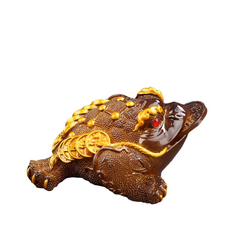 Descoloridos chá Ornamentos Pet Boutique Criativa Sapo Dourado Decoração Bandeja de Chá Sapo Inseto Ornamento Cor Jogo Sapo Chá Pet