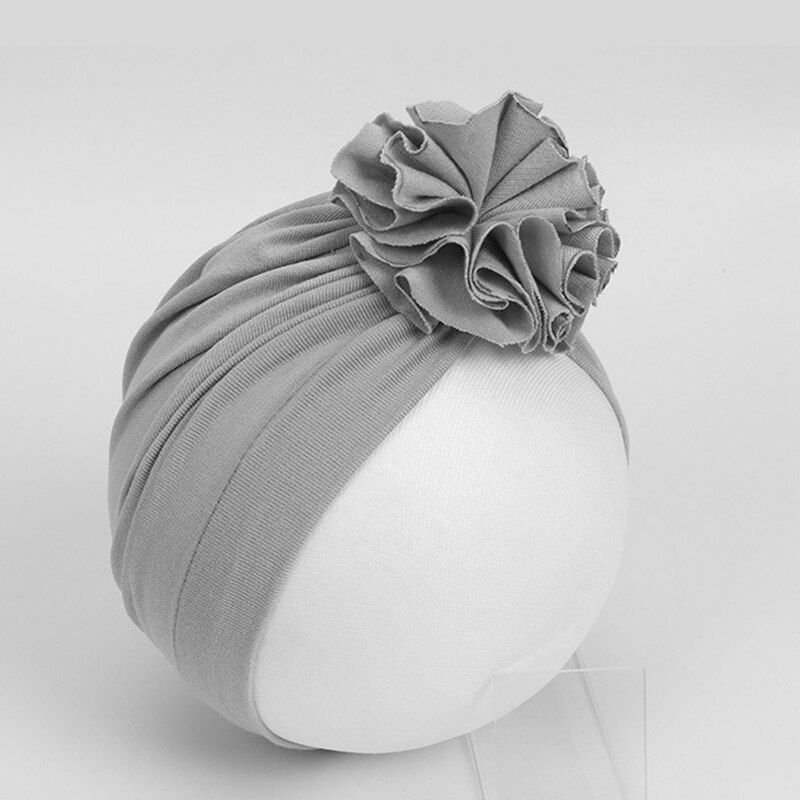 16 farver baby pandebånd turban blomster piges hår tilbehør til børn blød turban hårbånd pandebånd børn hovedbeklædning: Grå