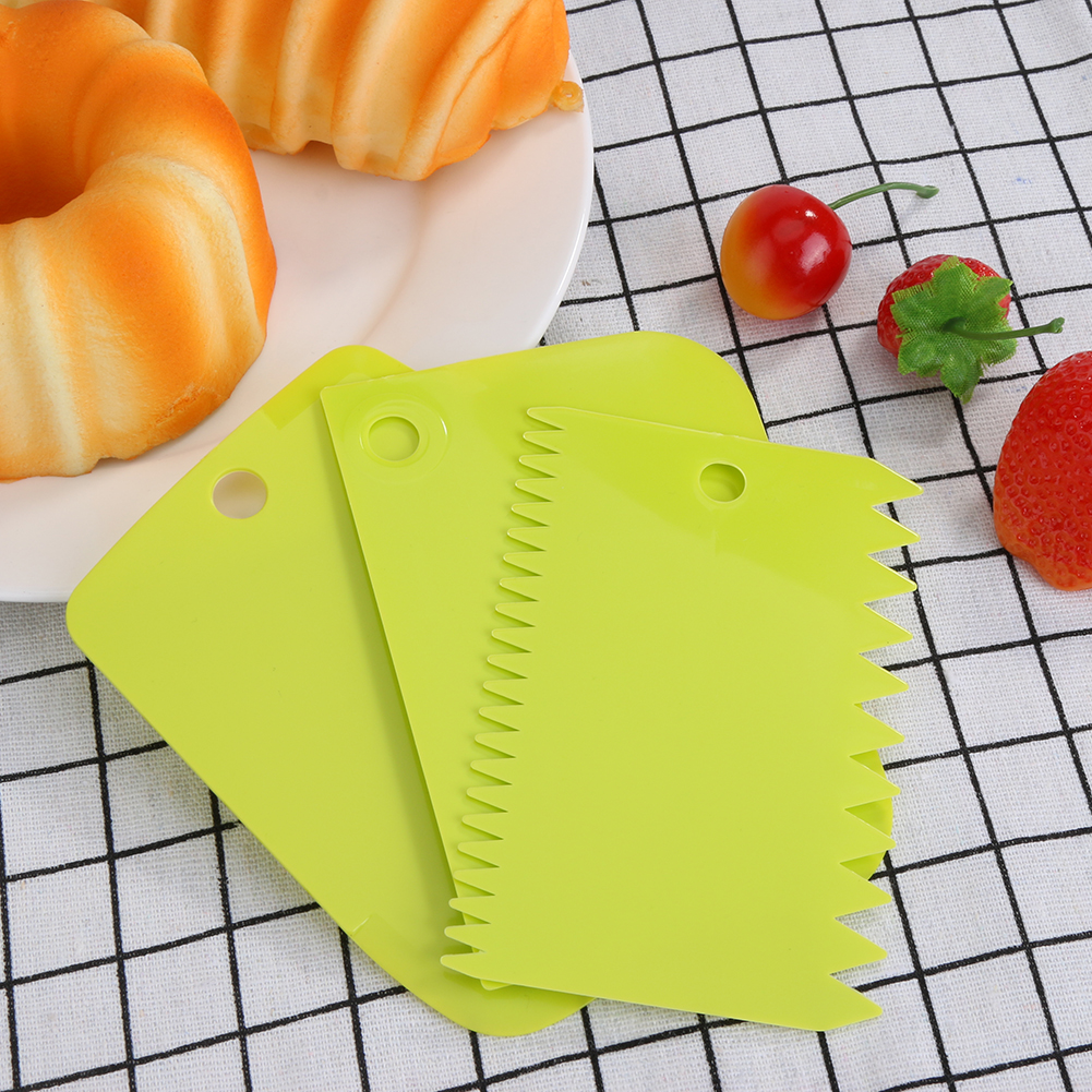 Juego de Herramientas de panadería, rebanador de pan y masa, espátulas de plástico para glaseado, Fondant, utensilios para hornear pasteles, 3 unids/set