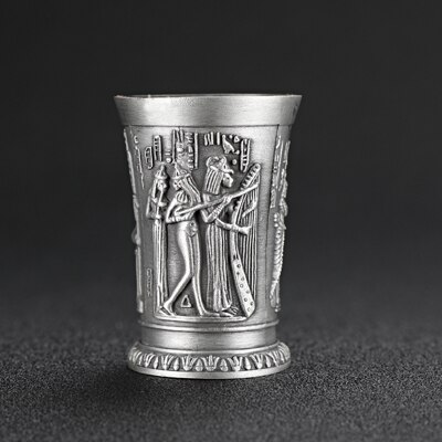 Retro klassinen egypti myytti shot lasi hopeinen viina cocktail viinilasi viski tuoppi lasi: 01