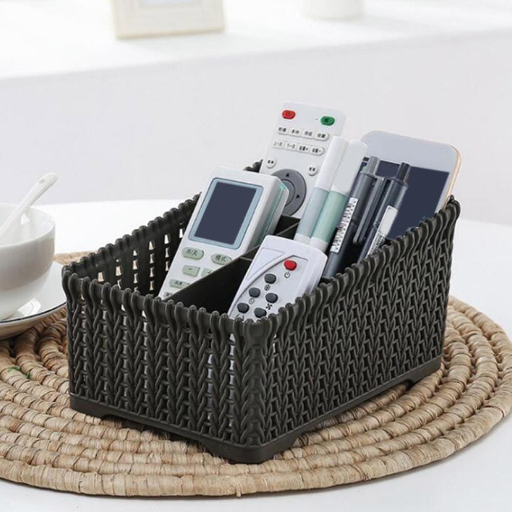 Huishoudelijke imitatie rotan kantoorafval opbergmanden opbergmanden cosmetica afstandsbediening make-up organizer mand voor badkamer  a6 t 1