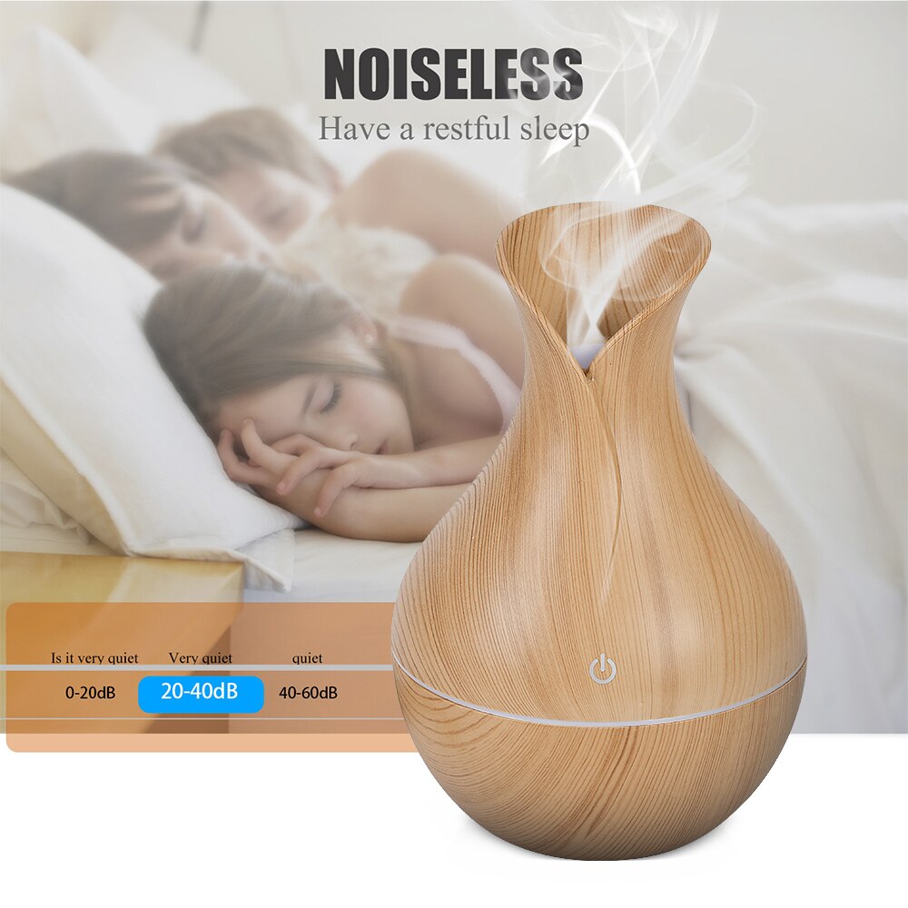 Colorful LED Light Electric Humidifier Aroma Oil Diffuser Ultrasonic Wood Grain Air Humidifier USB Mini Mist Maker for home