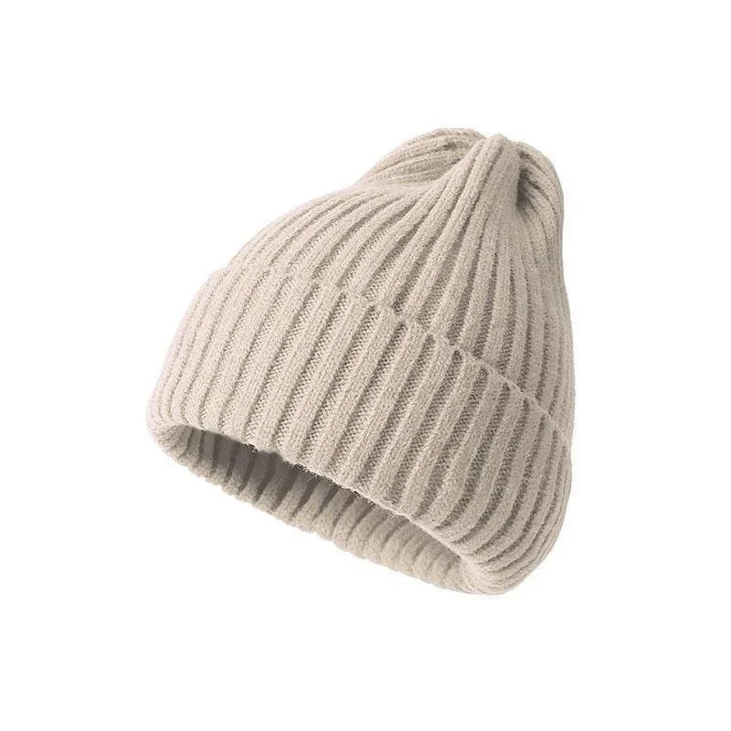 Gorro de invierno para mujeres, hombres, niños y niñas, gorro de ganchillo de Color sólido, gorros tejidos de otoño Unisex, gorros, accesorios salvajes: Beige