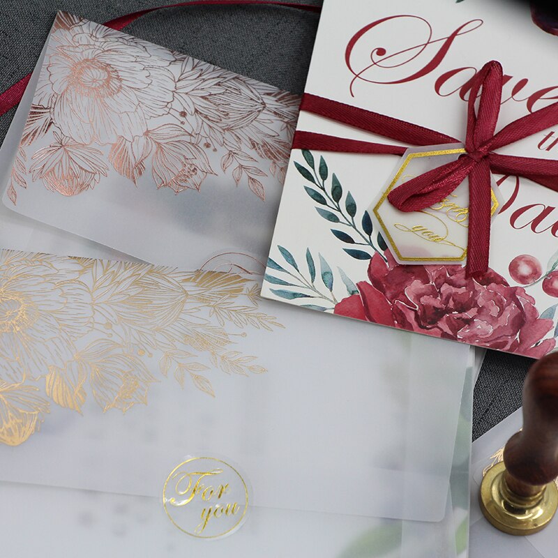 24 unids/lote sobres transparentes color bronce Tornasol sobres de papel para invitaciones de boda sobres para tarjetas