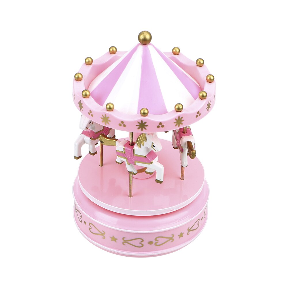 Carousel Box Christmas Wedding Birthday Merry-go-round music boxes Music Boxes Home Decoration: pink 4