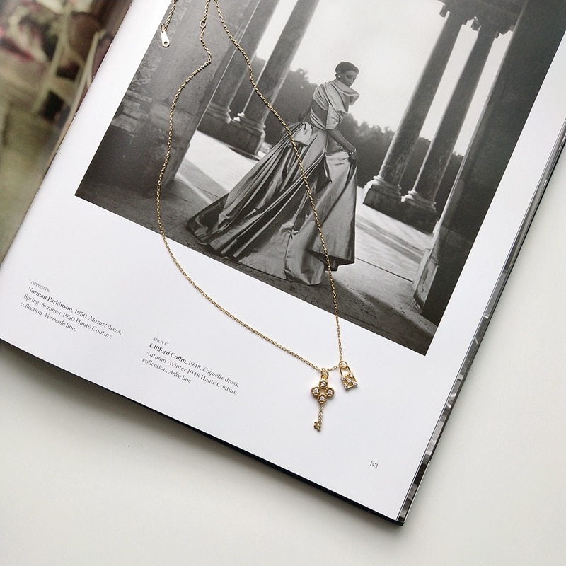 925 sterling silver lock pendant necklace gold wild lock key necklace for women key jewelry silver for charms