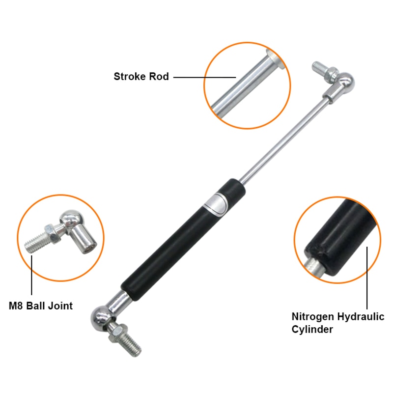 2Pcs 150Mm Hole Center Furniture Gas Spring 35Mm Stroke 10Kg Force Ball Gas Strut Shock Spring 35Mm X 150Mm Gas Damper