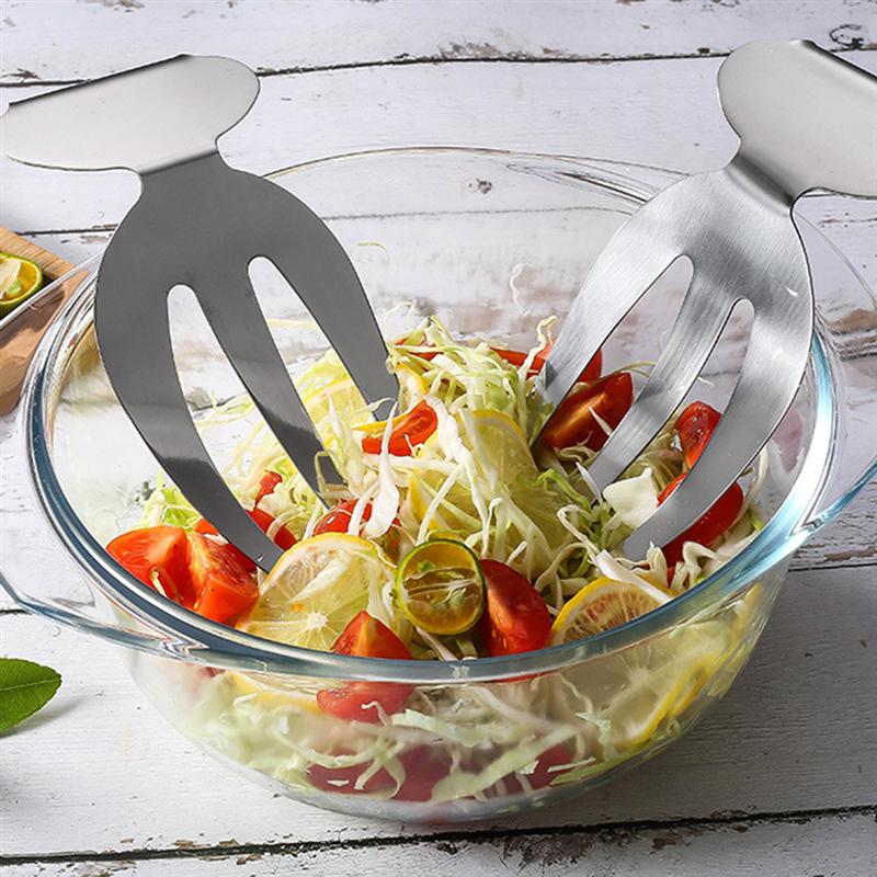 Stainless Steel Salad Claw Salad Hands Fruit Vegetable Salad Server Kitchen Tool for Home Restaurant Party (Silver)