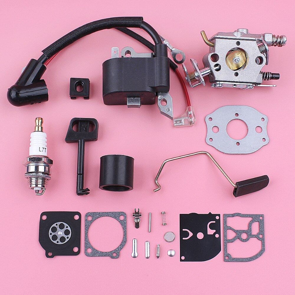 Ignition Coil Carburetor Carb Repair Kit For Husqvarna 136 137 141 142 Throttle Choke Rod Intake Boot Chainsaw Replace Part