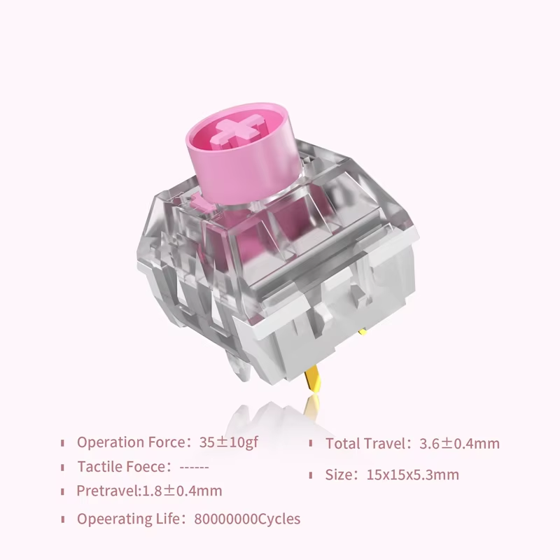 Kailh Box Silent Pink Switch Mechanical Keyboard Switch Office Waterproof and Dustproof Linear 3 Pins Switchs Swap Kit DIY