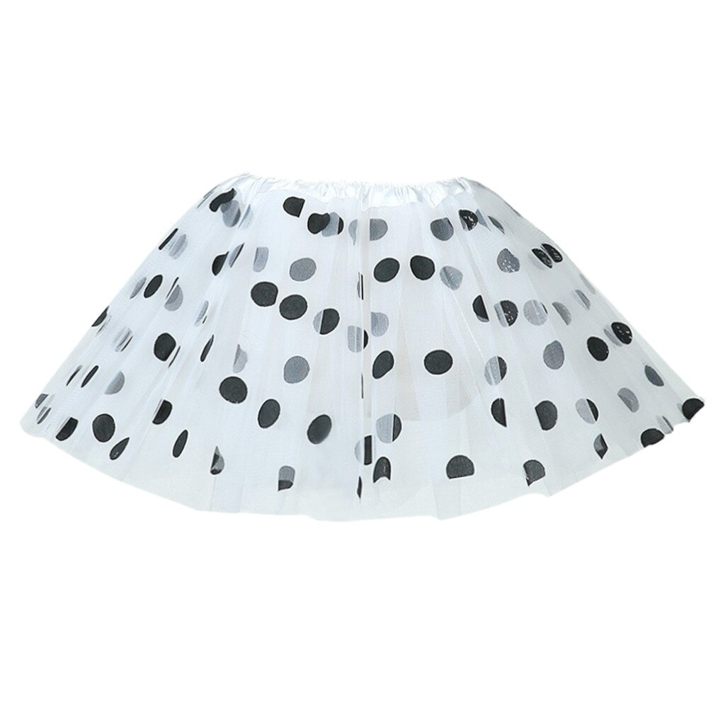 2 to 8 år tutu nederdel børn piger nederdele polka dot tyl ballet mesh prinsesse nederdele sommer pige dans tøj: Hvid