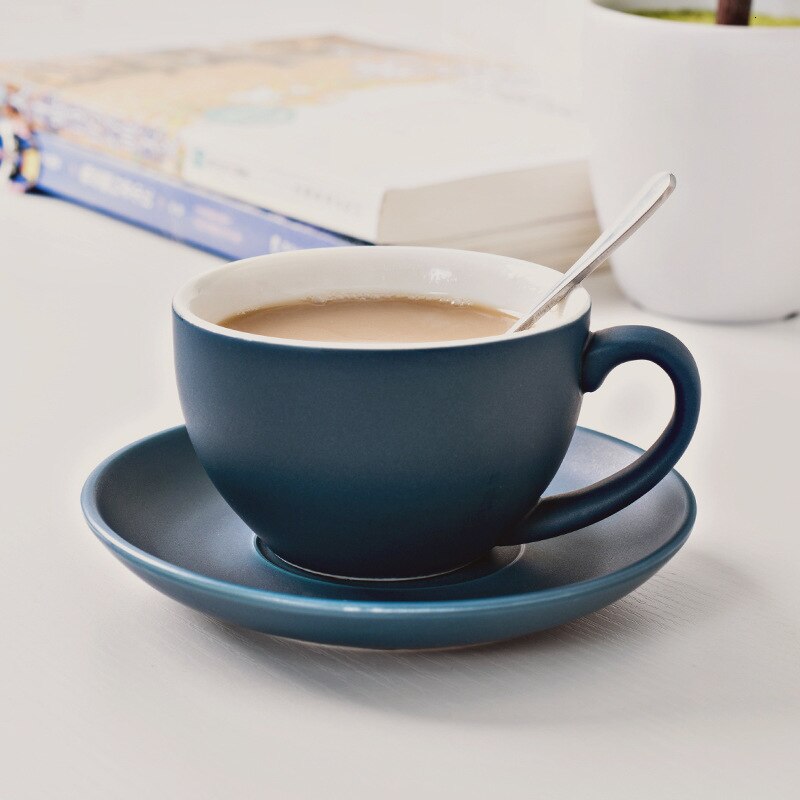 Keramik kaffekop underkopsæt espresso cafe krus restaurant mælk cappuccino latte kaffe krus medbring ske underkop 200ml: F