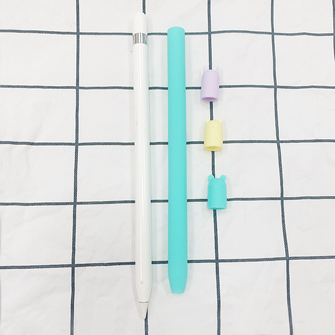Czteroczęściowy/zestaw TPU silikonowy pokrowiec ochronny pokrywa uchwytu do Apple Pencil 1 2 akcesoria obudowa odporna na zarysowania: Light Blue 2nd