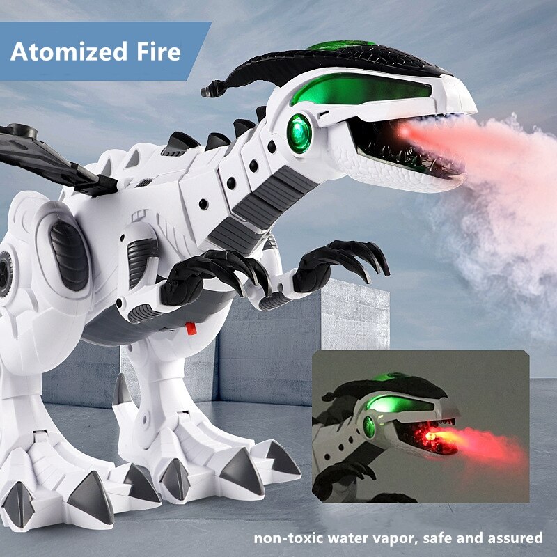 Simulación de prototipo de atomización dinosaurio Robot Múltiples articulaciones móviles Bionic caminar luz LED bonita ala cola realista juguete de los niños