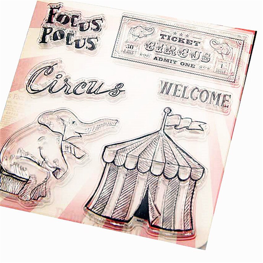 10x10cm Elephant circus Transparent Clear Stamps Silicone Seals Roller Stamp DIY scrapbooking photo album/Card Making Christmas