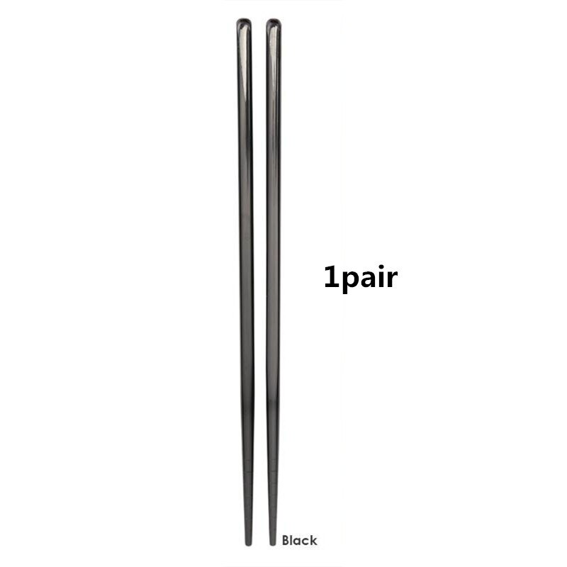 1 Pair Chopsticks Non-Slip Chinese Stainless Steel Reusable Metal Chopstick for Sushi Food Sticks Set Tableware Kitchen Tool: 1pair black